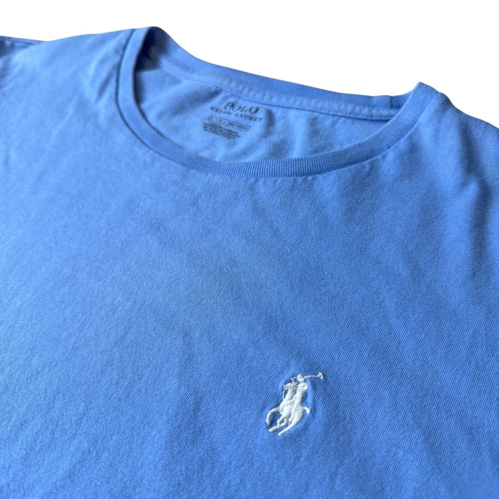 Polo Ralph Lauren Classic T-Shirt Mens Lg Blue Short Sleeve Pony Logo Minimalist